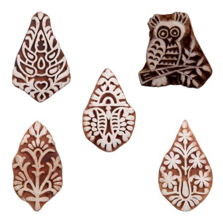 Set of 5 Piece New Mix Wooden Printing Blocks